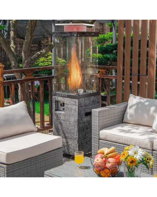 41 000 BTU Propane Patio Heater with Lockable Wheels-Dark Gray - Dark Gray - Patio Heaters