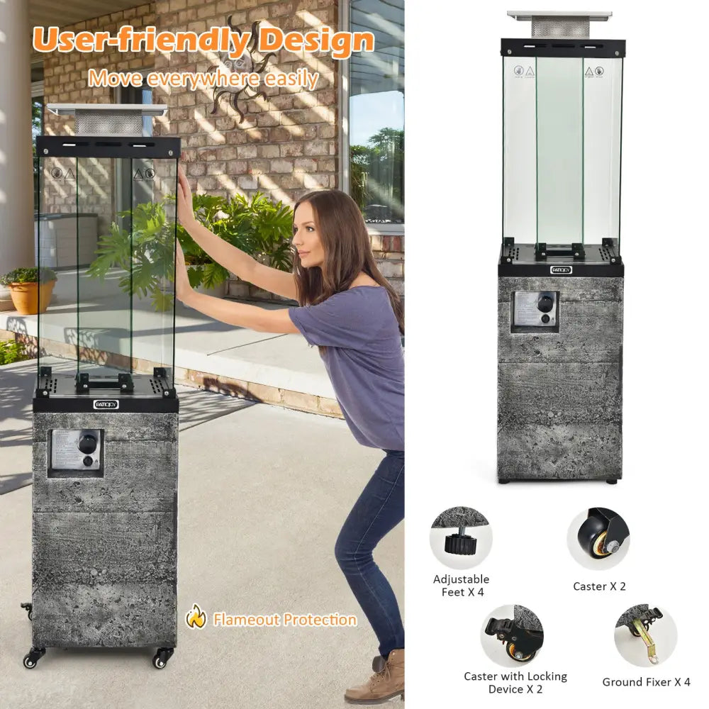 41 000 BTU Propane Patio Heater with Lockable Wheels-Dark Gray - Dark Gray - Patio Heaters