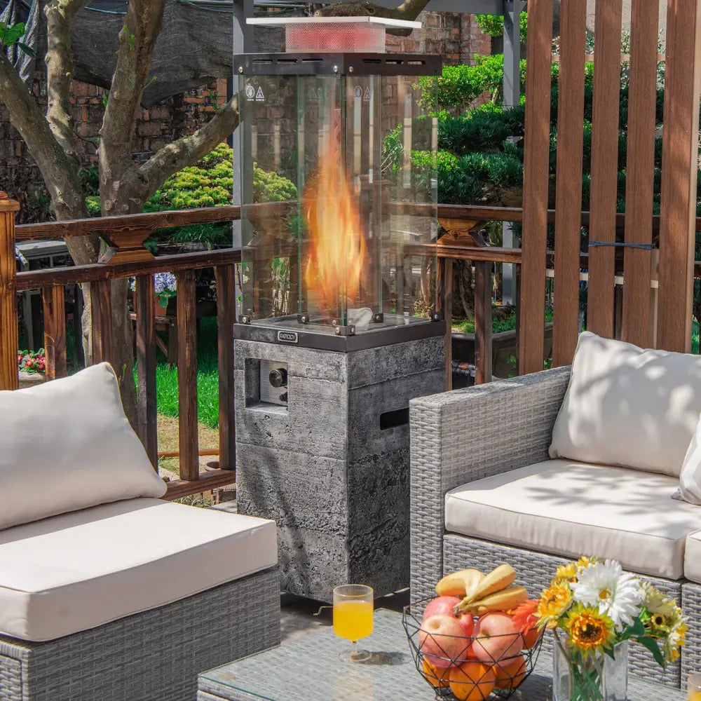 41 000 BTU Propane Patio Heater with Lockable Wheels-Dark Gray - Dark Gray - Patio Heaters