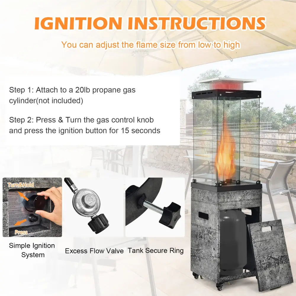 41 000 BTU Propane Patio Heater with Lockable Wheels-Dark Gray - Dark Gray - Patio Heaters