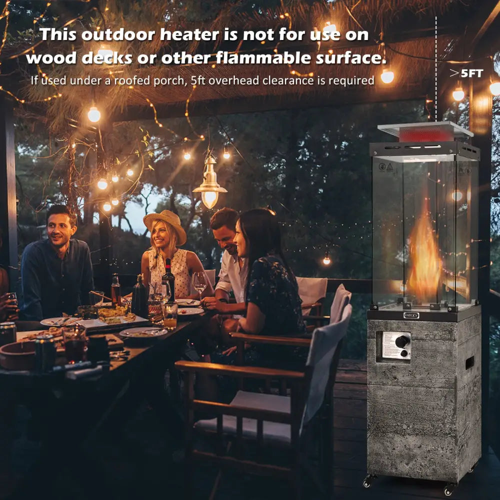 41 000 BTU Propane Patio Heater with Lockable Wheels-Dark Gray - Dark Gray - Patio Heaters