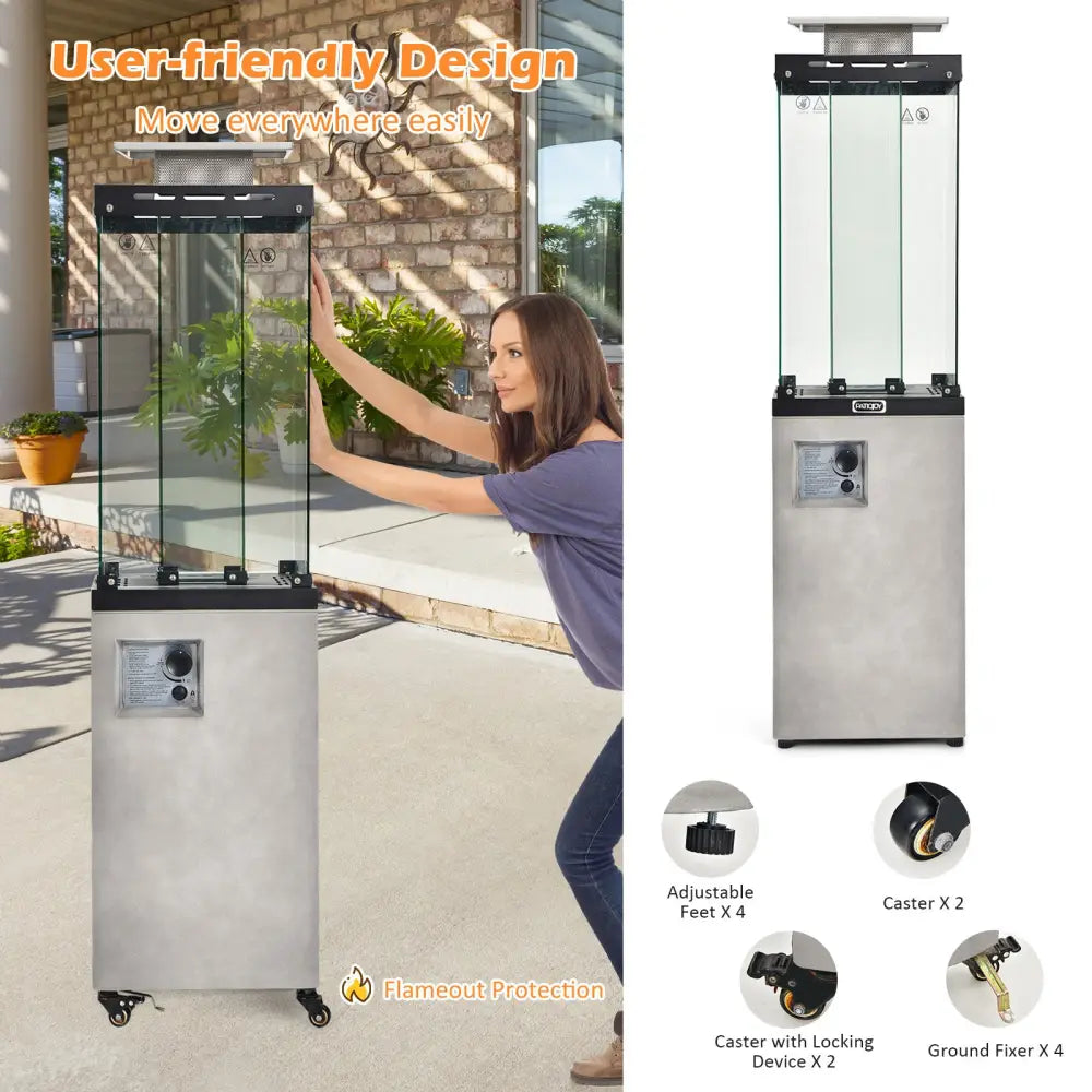 41 000 BTU Propane Patio Heater with Metal Hood-Gray - Gray - Patio Heaters