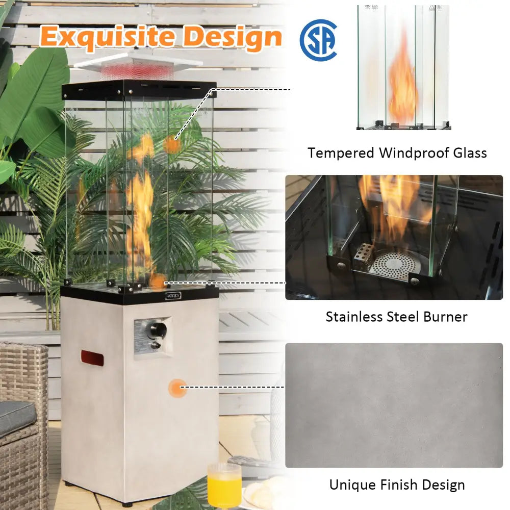 41 000 BTU Propane Patio Heater with Metal Hood-Gray - Gray - Patio Heaters