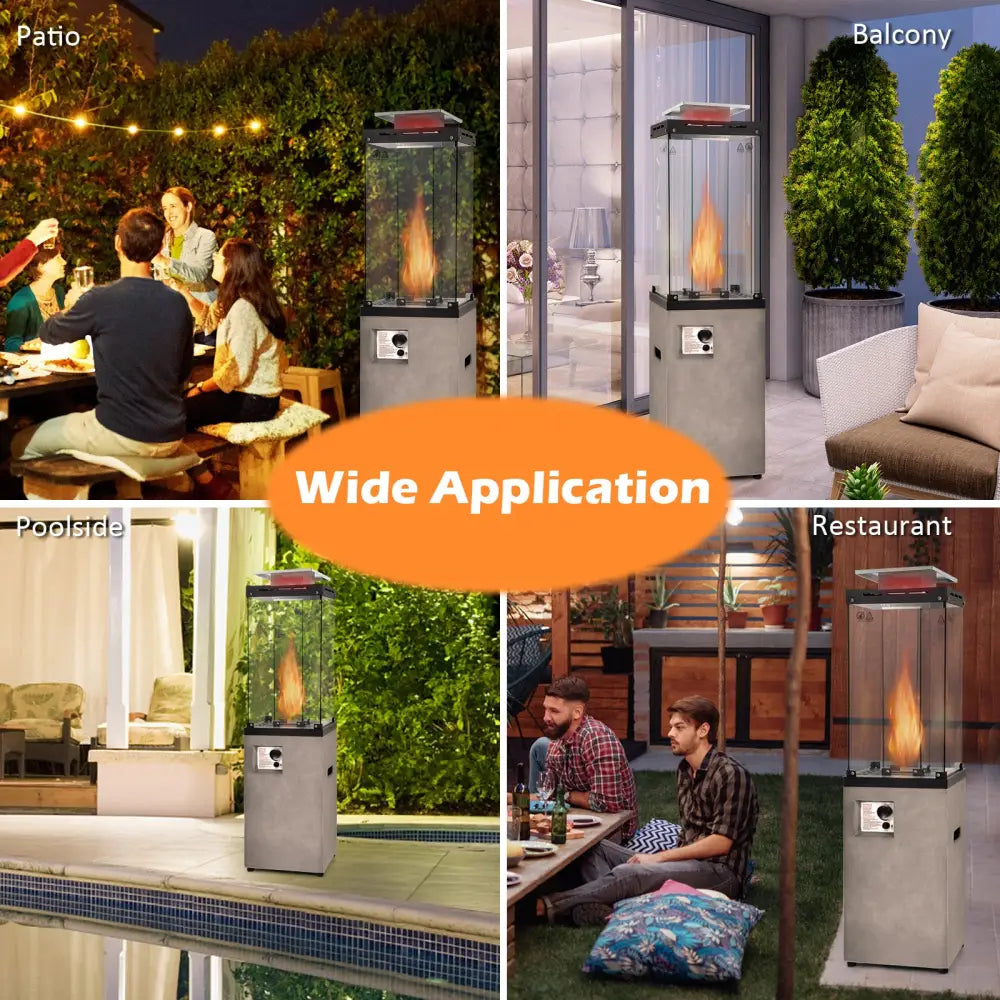 41 000 BTU Propane Patio Heater with Metal Hood-Gray - Gray - Patio Heaters