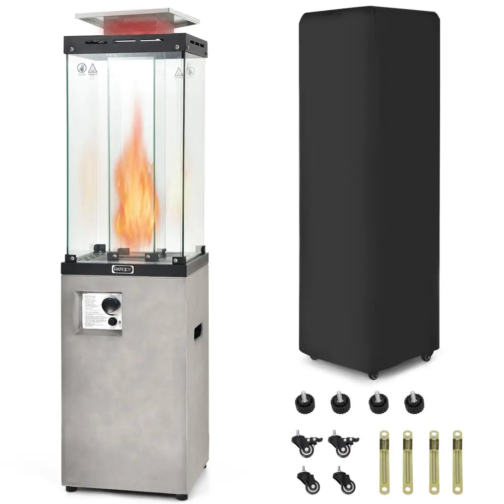 41 000 BTU Propane Patio Heater with Metal Hood-Gray - Gray - Patio Heaters