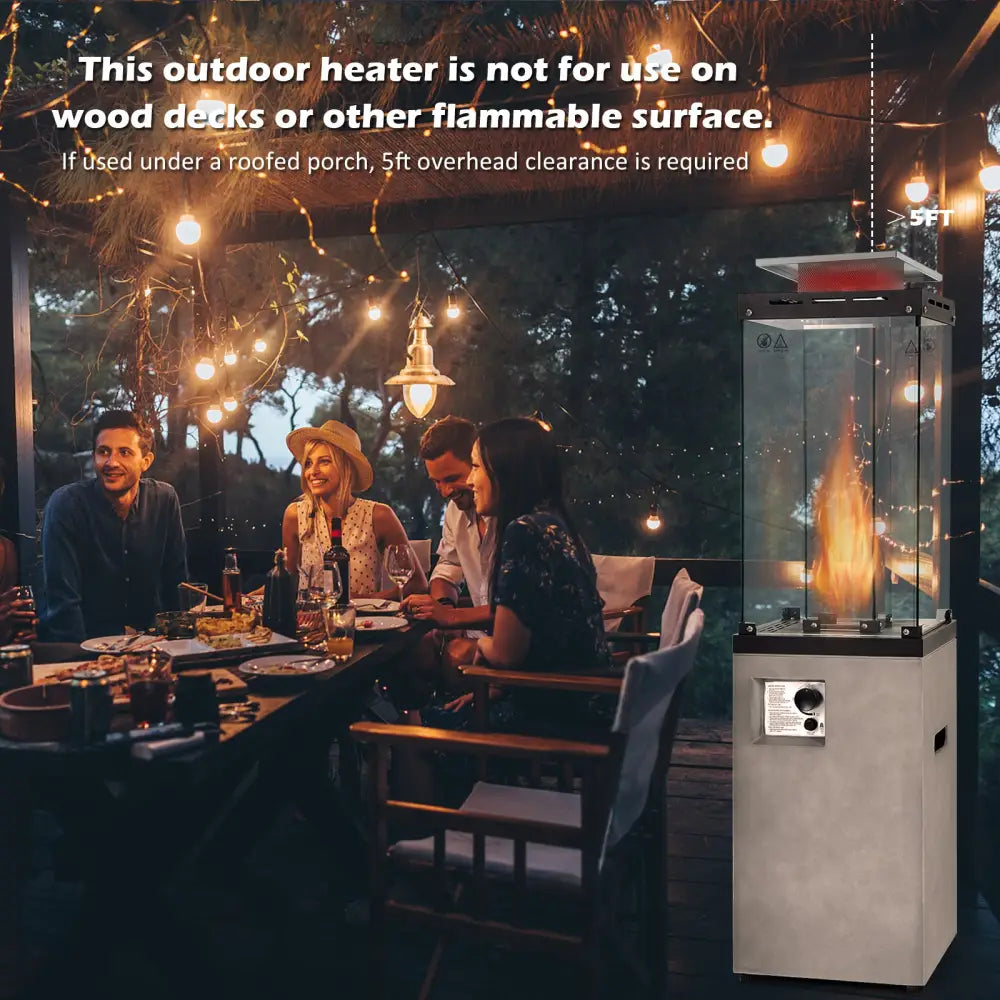 41 000 BTU Propane Patio Heater with Metal Hood-Gray - Gray - Patio Heaters