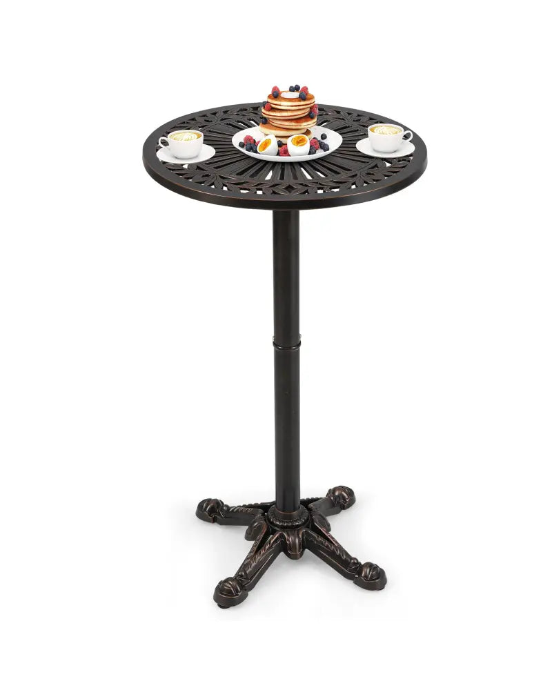41.5 Inch Patio Round Bar Table Cast Aluminum Bistro Table for Garden-Bronze - Bronze - Patio Coffee Tables