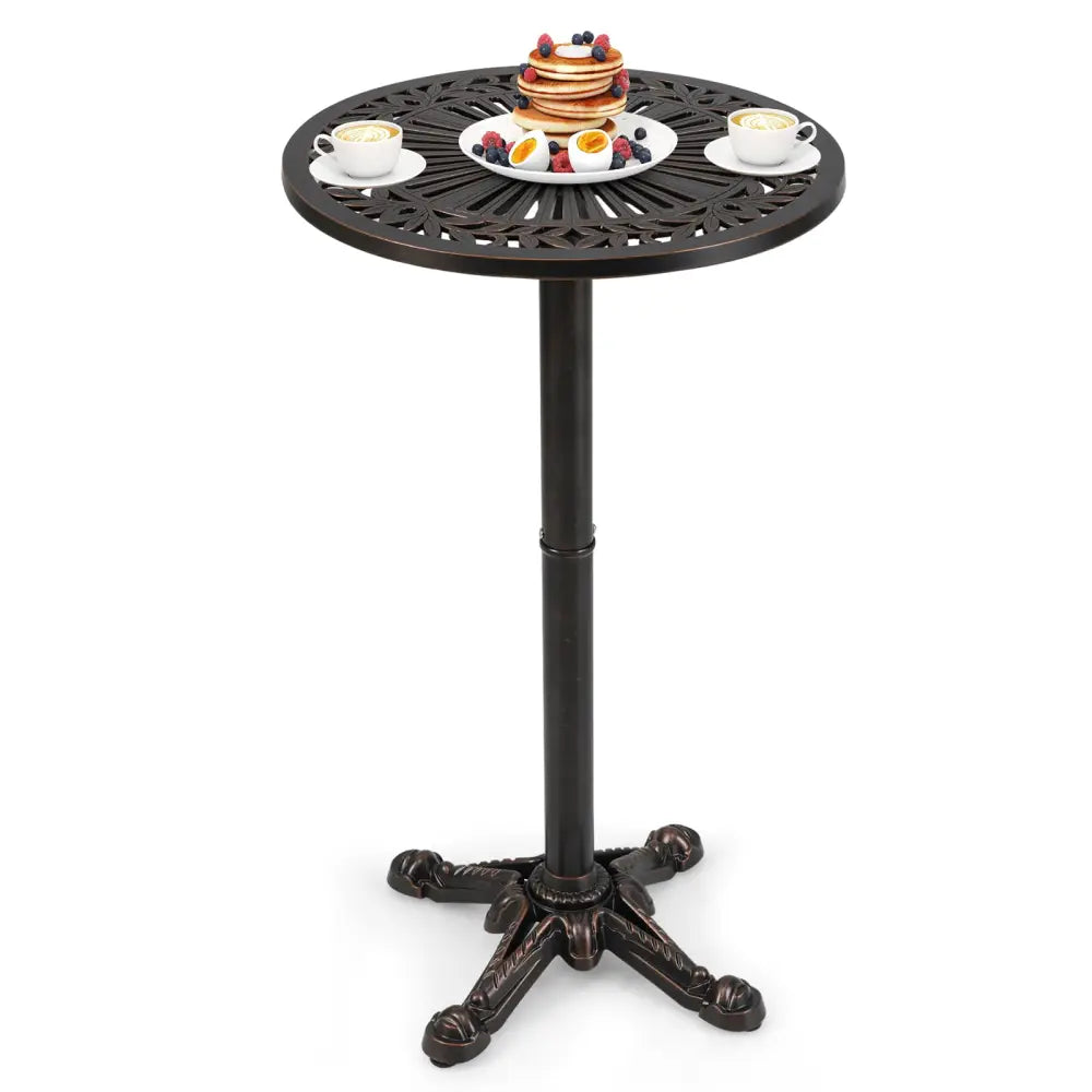 41.5 Inch Patio Round Bar Table Cast Aluminum Bistro Table for Garden-Bronze - Bronze - Patio Coffee Tables