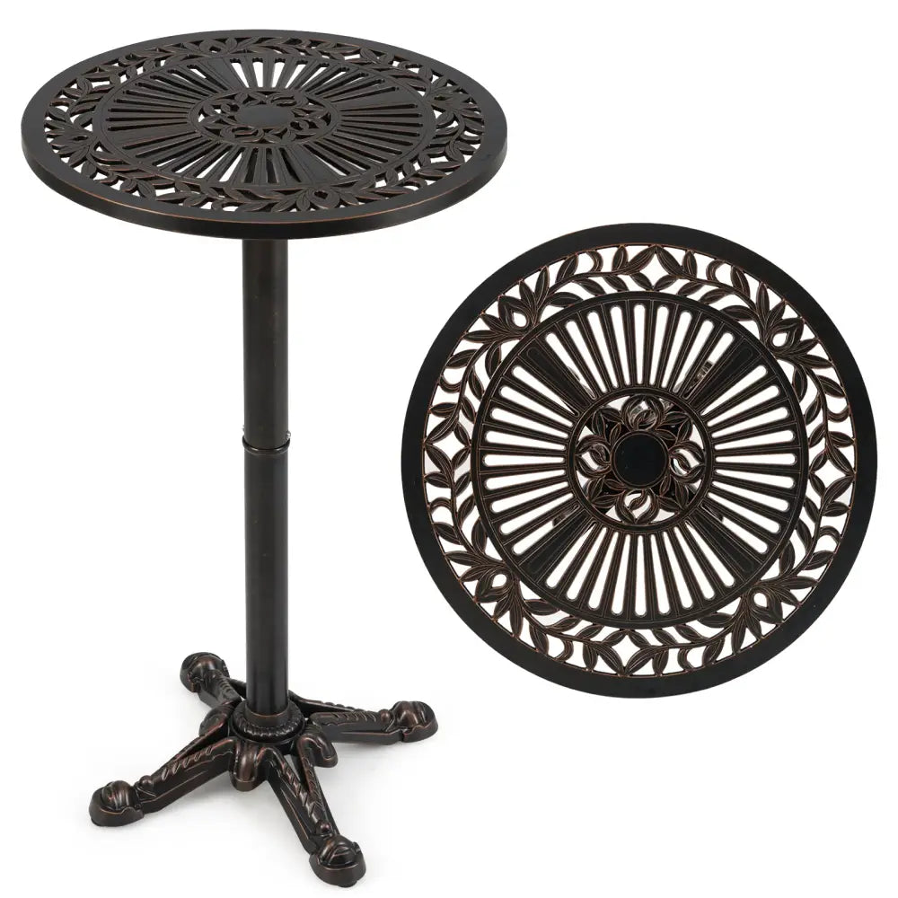 41.5 Inch Patio Round Bar Table Cast Aluminum Bistro Table for Garden-Bronze - Bronze - Patio Coffee Tables