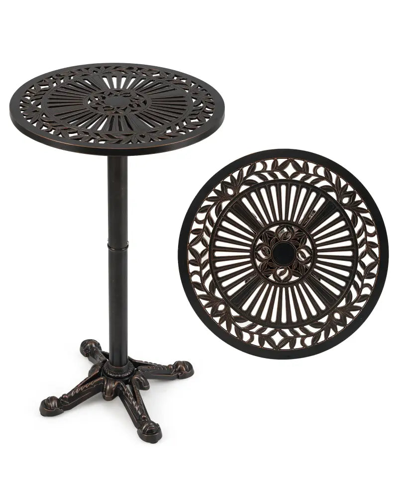 41.5 Inch Patio Round Bar Table Cast Aluminum Bistro Table for Garden-Bronze - Bronze - Patio Coffee Tables