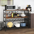 41 Inch 4-Tier Bar Table with Wine Rack and 4 Rows of Glass Holders-Rustic Brown - Rustic Brown - Wine Racks