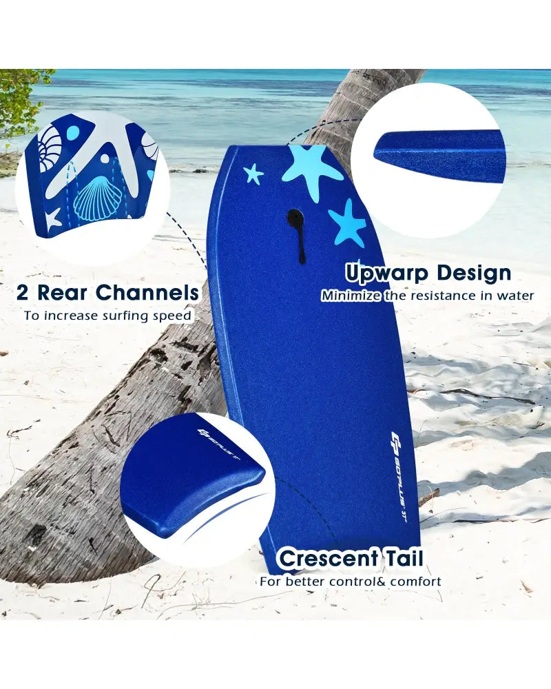 41 Inch Lightweight Super Portable Surfing Bodyboard-L - Blue - Surfing