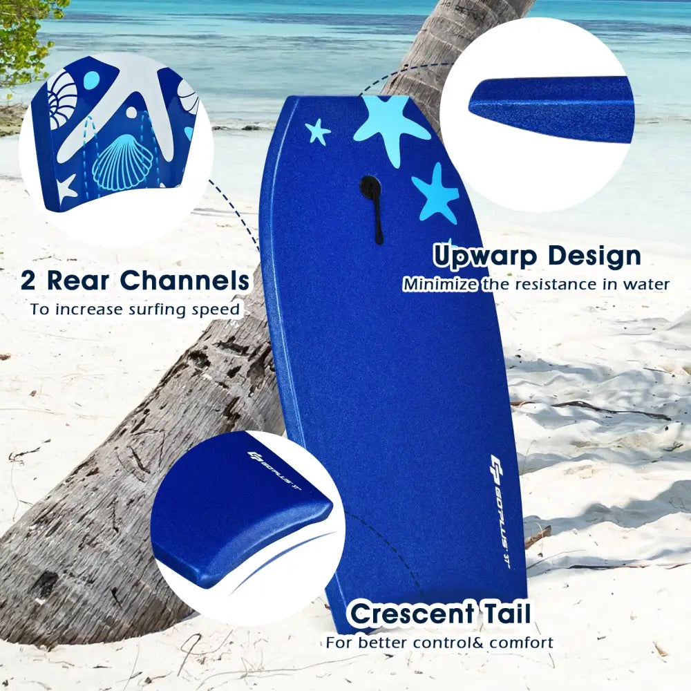 41 Inch Lightweight Super Portable Surfing Bodyboard-M - Blue - Surfing