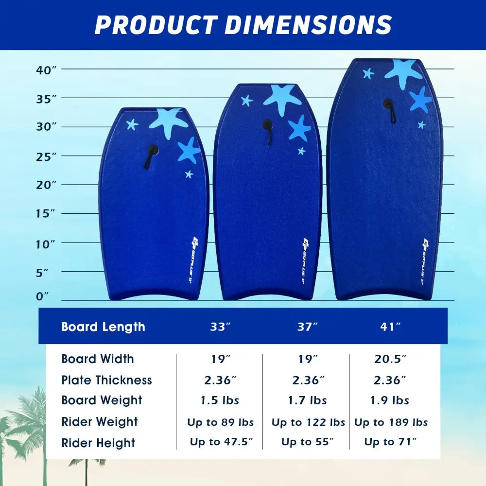 41 Inch Lightweight Super Portable Surfing Bodyboard-S - Blue - Surfing