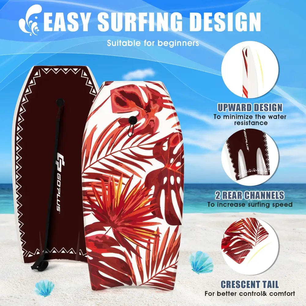41 Inch Lightweight Surfboard With Fin EPS Core for Kids and Adults-L - Red - Surfing