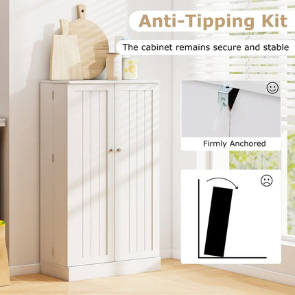 41 Inch Tall Pantry Cabinet Kitchen Storage Cabinet with Doors and Shelves-White Costway