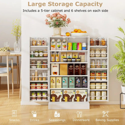 41 Inch Tall Pantry Cabinet Kitchen Storage Cabinet with Doors and Shelves-White Costway