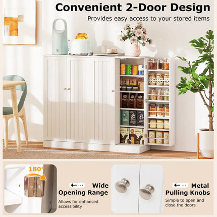 41 Inch Tall Pantry Cabinet Kitchen Storage Cabinet with Doors and Shelves-White Costway