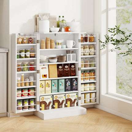 41 Inch Tall Pantry Cabinet Kitchen Storage Cabinet with Doors and Shelves-White Costway