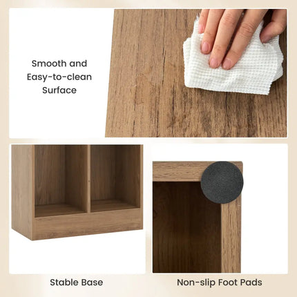 41 Inches 5-Cube Floor Bookcase with 2 Anti-Tipping Kits-Natural Costway