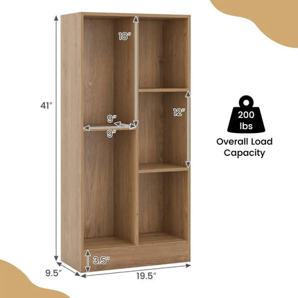 41 Inches 5-Cube Floor Bookcase with 2 Anti-Tipping Kits-Natural Costway