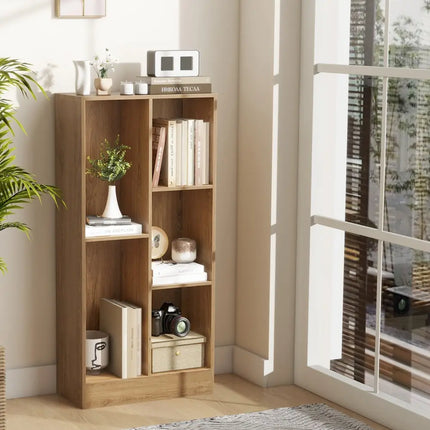 41 Inches 5-Cube Floor Bookcase with 2 Anti-Tipping Kits-Natural Costway