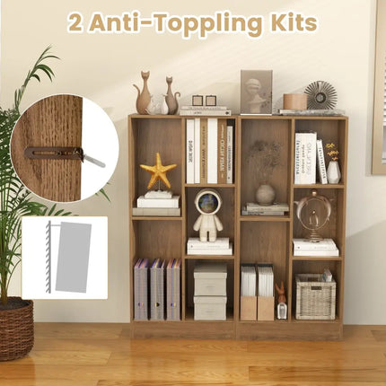 41 Inches 5-Cube Floor Bookcase with 2 Anti-Tipping Kits-Natural Costway