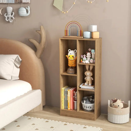 41 Inches 5-Cube Floor Bookcase with 2 Anti-Tipping Kits-Natural Costway