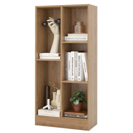 41 Inches 5-Cube Floor Bookcase with 2 Anti-Tipping Kits-Natural Costway