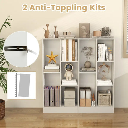 41 Inches 5-Cube Floor Bookcase with 2 Anti-Tipping Kits-White Costway