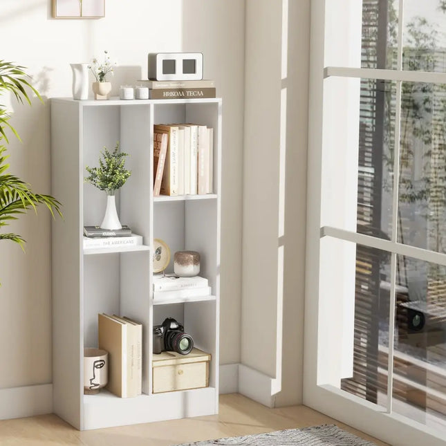 41 Inches 5-Cube Floor Bookcase with 2 Anti-Tipping Kits-White Costway