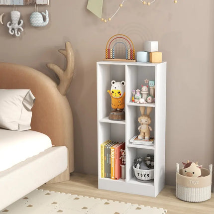 41 Inches 5-Cube Floor Bookcase with 2 Anti-Tipping Kits-White Costway
