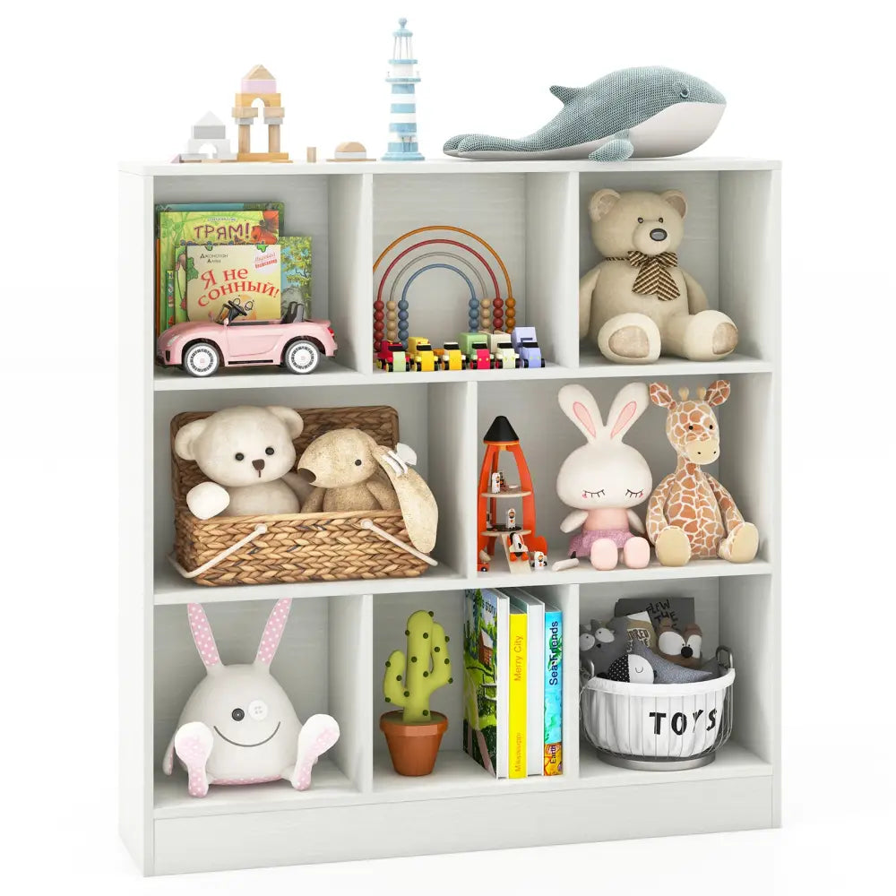 41 Inches 8-Cube Freestanding Bookcase for Kids-White - White - Kids Storage
