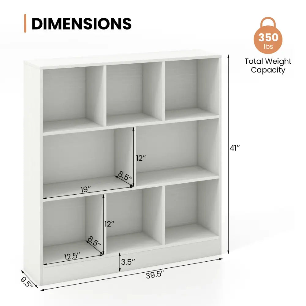 41 Inches 8-Cube Freestanding Bookcase for Kids-White - White - Kids Storage