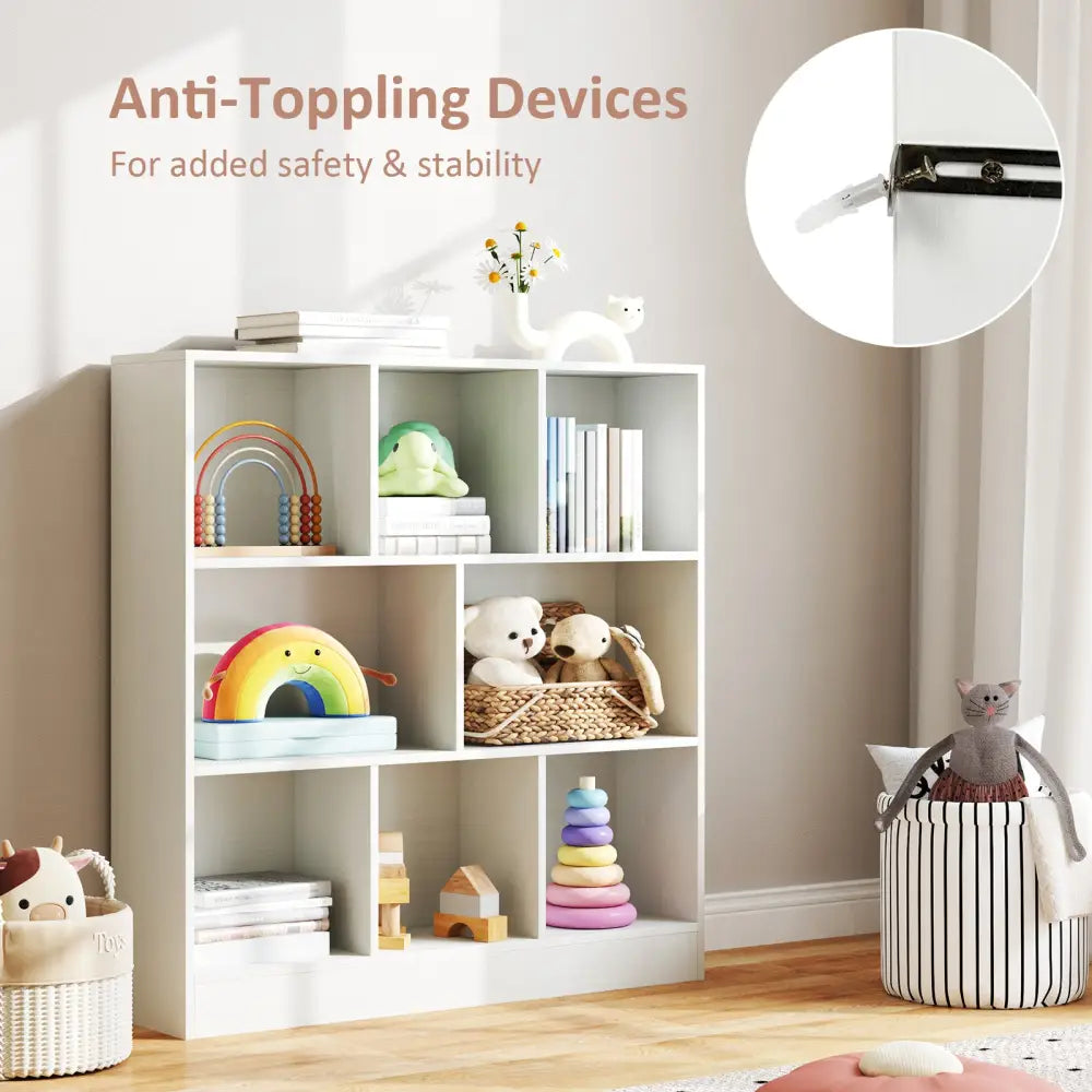 41 Inches 8-Cube Freestanding Bookcase for Kids-White - White - Kids Storage