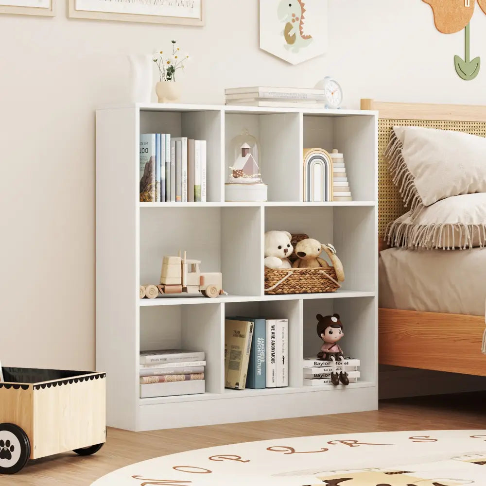 41 Inches 8-Cube Freestanding Bookcase for Kids-White - White - Kids Storage