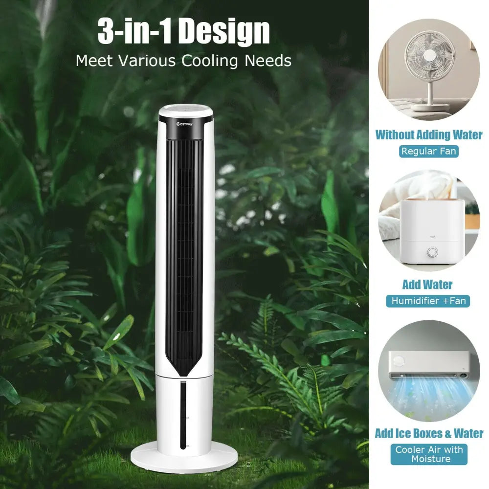 41 Inches Evaporative Air Cooler with 3 Modes and 3 Speeds - White - Air Coolers