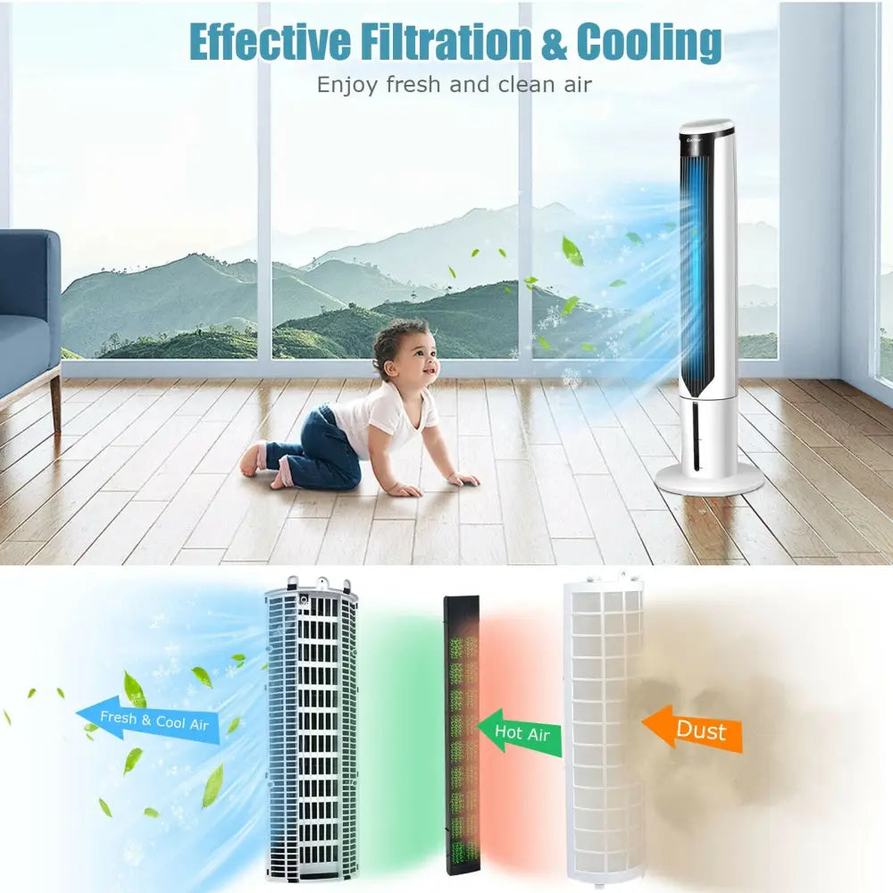 41 Inches Evaporative Air Cooler with 3 Modes and 3 Speeds - White - Air Coolers