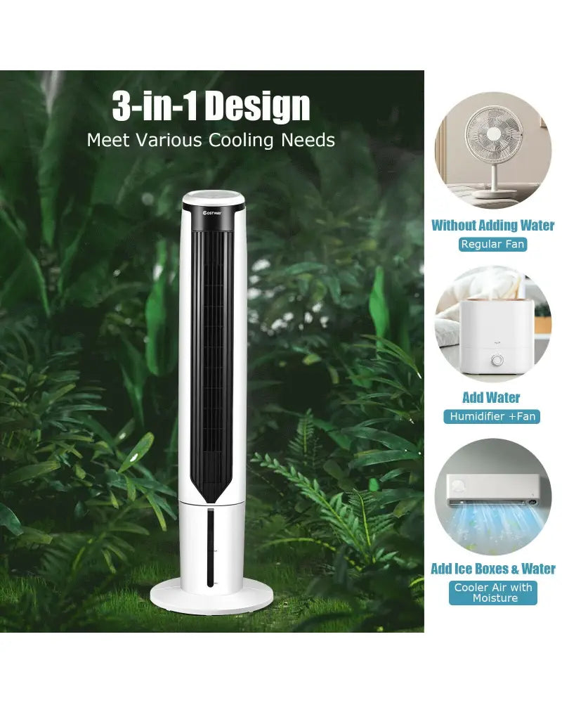 41 Inches Evaporative Air Cooler with 3 Modes and 3 Speeds - White - Air Coolers