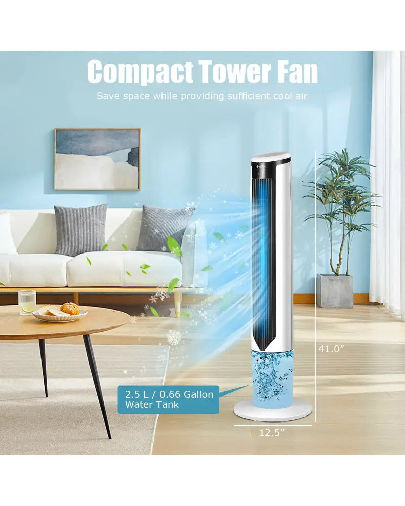 41 Inches Evaporative Air Cooler with 3 Modes and 3 Speeds - White - Air Coolers