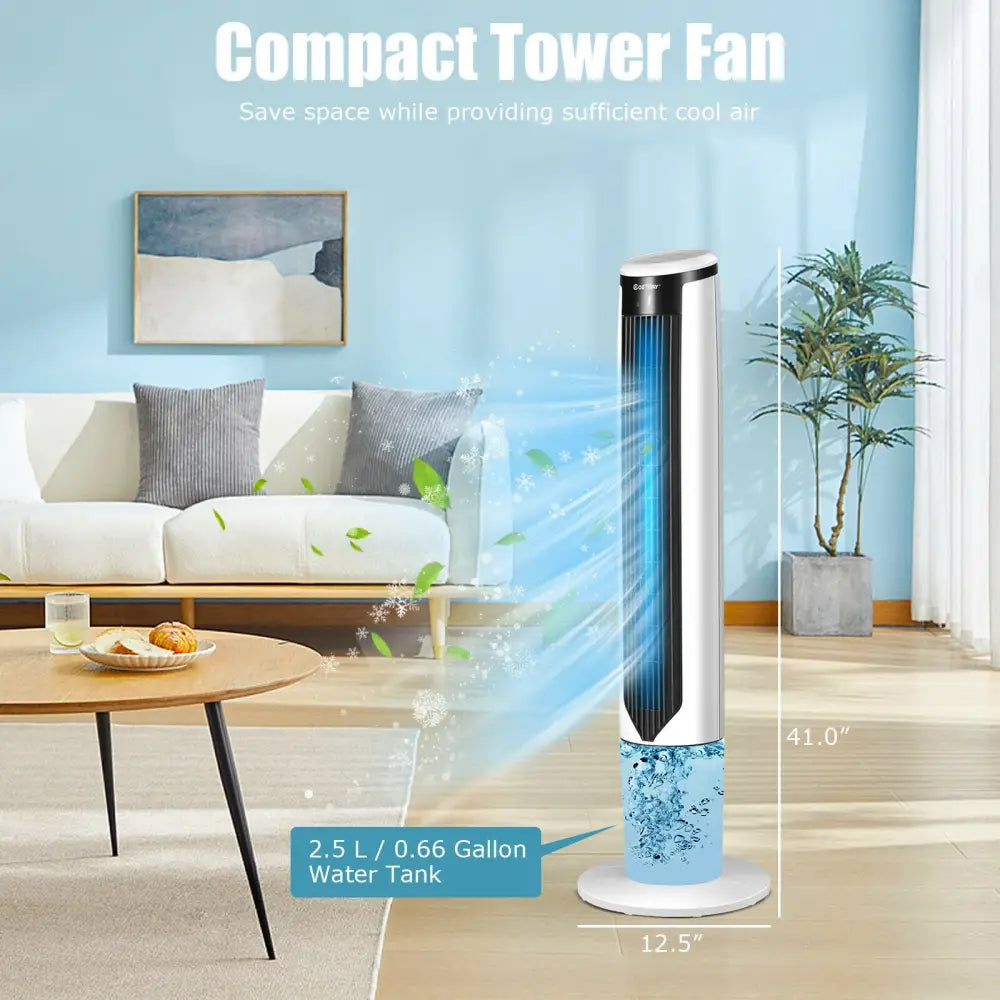 41 Inches Evaporative Air Cooler with 3 Modes and 3 Speeds - White - Air Coolers