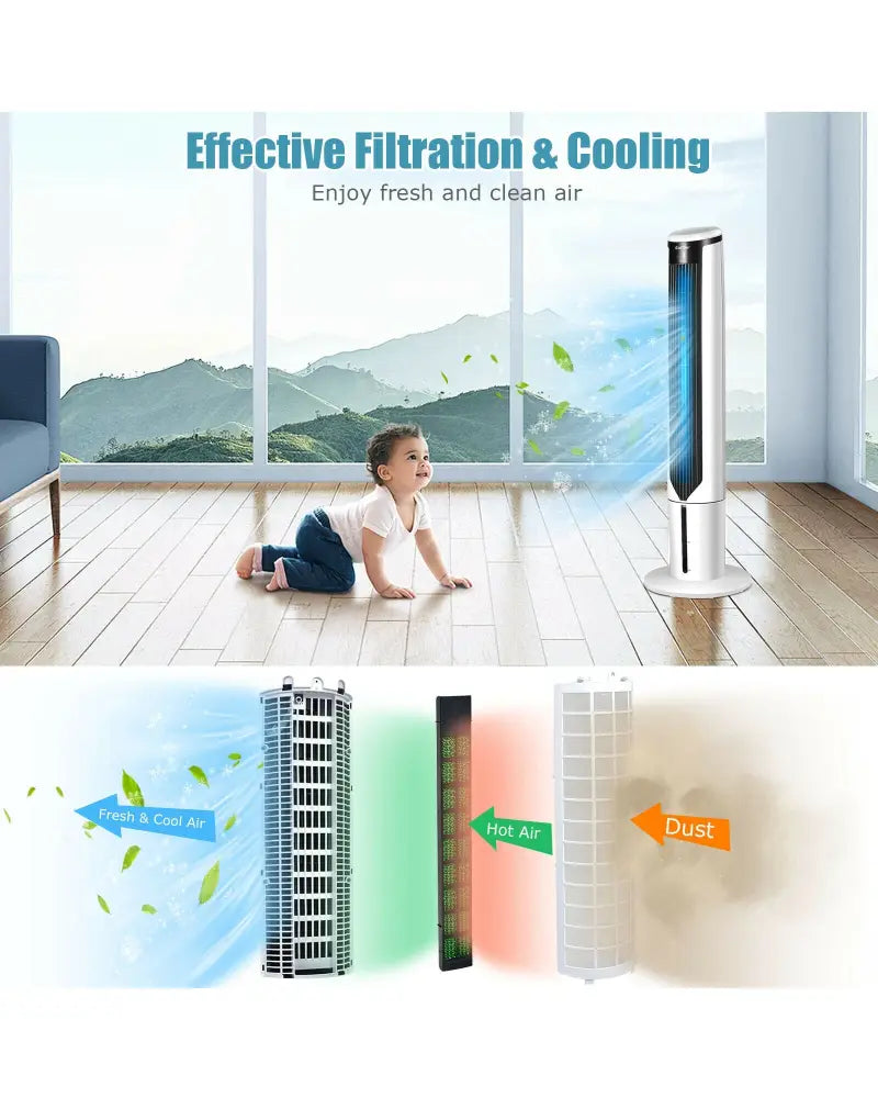 41 Inches Evaporative Air Cooler with 3 Modes and 3 Speeds - White - Air Coolers