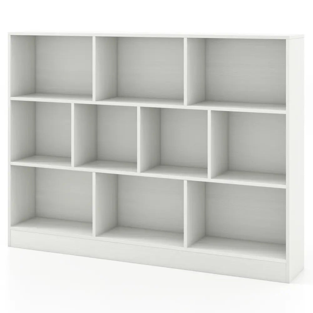 41 inches Wooden Toy Storage Organizer with 10 Cubes for Classroom Daycare Nursery Kindergarten-White - White - Kids