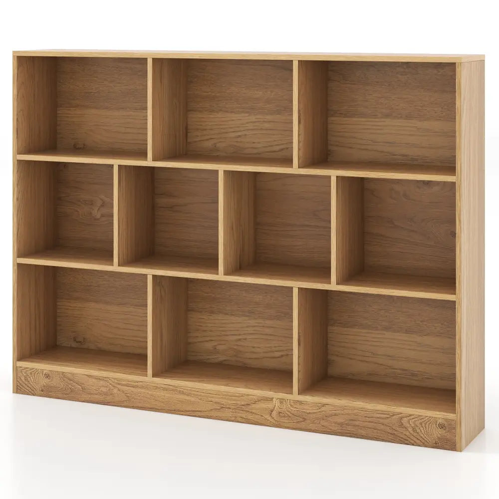 41 inches Wooden Toy Storage Organizer with 10 Cubes for Classroom Daycare Nursery Kindergarten-Natural - Natural