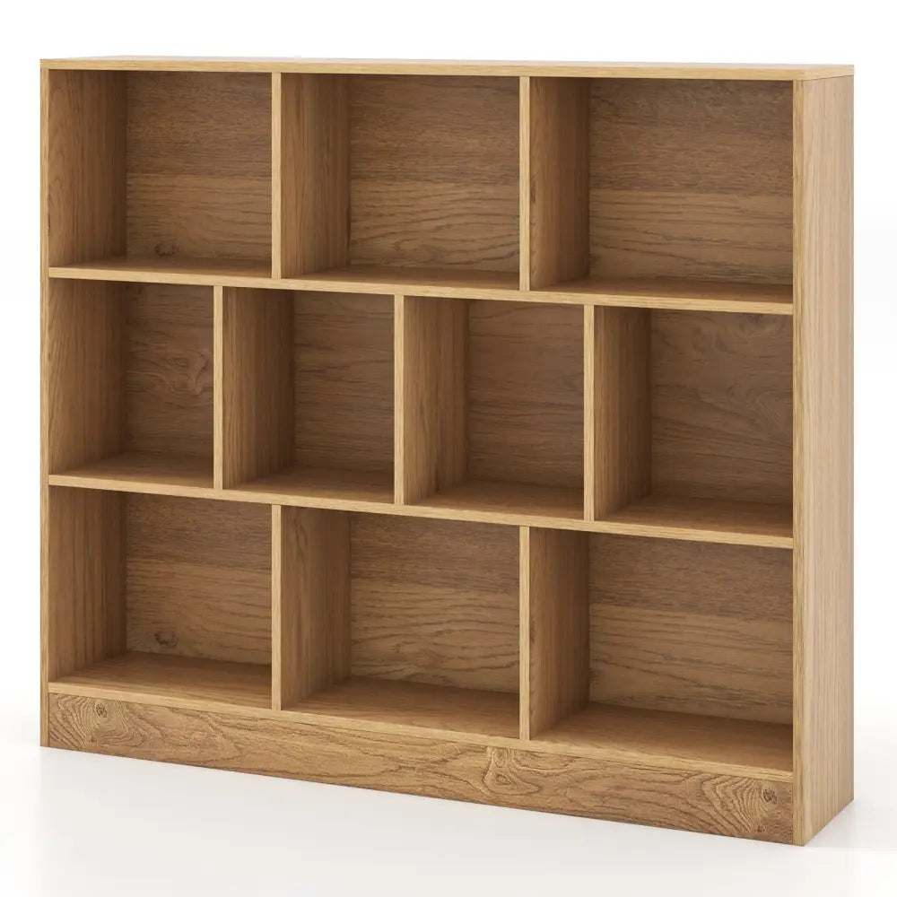41 inches Wooden Toy Storage Organizer with 10 Cubes for Kids-Natural - Natural - Kids Storage