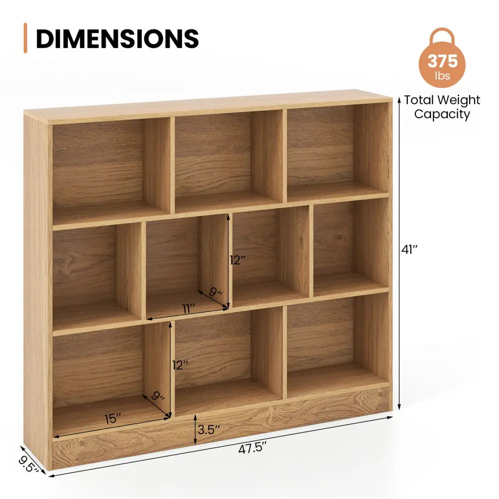 41 inches Wooden Toy Storage Organizer with 10 Cubes for Kids-Natural - Natural - Kids Storage