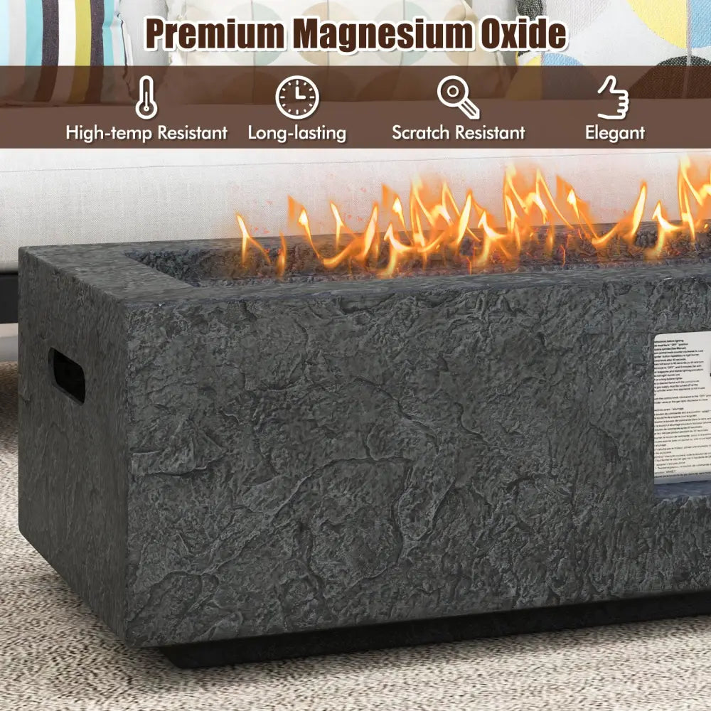 42.5 Inch 50000 BTU Fire Pit Table Set with Stainless Steel Burner - Gray - Fire Pit Tables