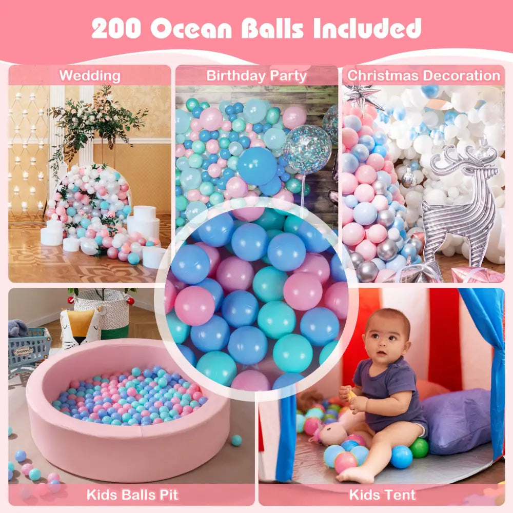 42.5 Inch Round Foam Ball Pits with 25D Sponge Filling and Washable PU Cover for Toddlers-Pink - Pink - Climbers &