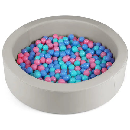 42.5 Inch Round Foam Ball Pits with 25D Sponge Filling and Washable PU Cover for Toddlers - Gray - Oasis Home Essentials