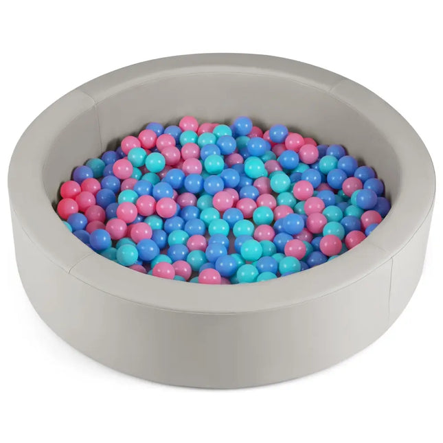 42.5 Inch Round Foam Ball Pits with 25D Sponge Filling and Washable PU Cover for Toddlers - Gray - Oasis Home Essentials